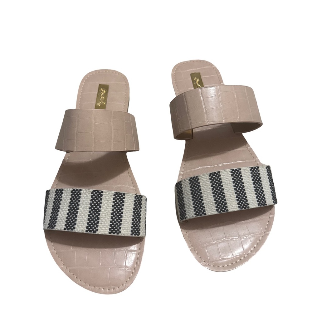 Women's Qupid Blush Pink Two‑Band Slide Sandals Size 8